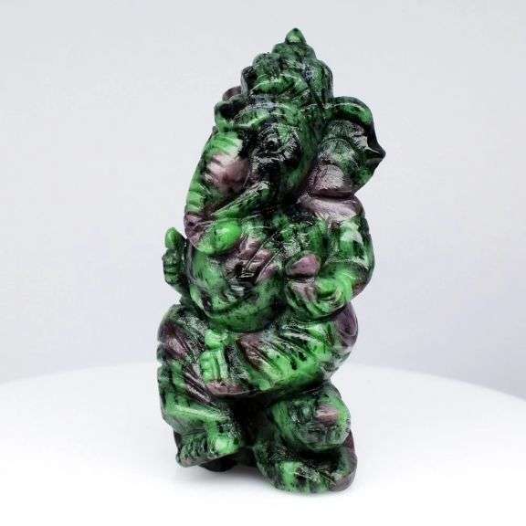 Fantastic color! 229.77ct Ruby in Zoisite Ganesh carving!