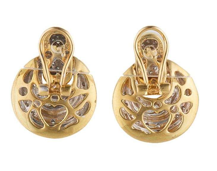 0.50ctw Pave Diamond Circular Omega Back Drop Earrings in 18K