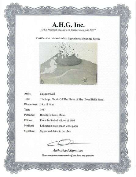 Highly Collectible and Rare Salvador Dali Original Lithograph from the 'Biblia Sacra' Suite