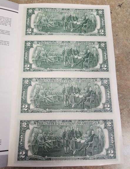 1976 $2 Star Note Uncut Sheet Of Four