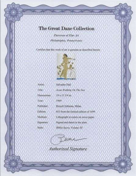 Highly Collectible and Rare Salvador Dali Original Lithograph from the 'Biblia Sacra' Suite