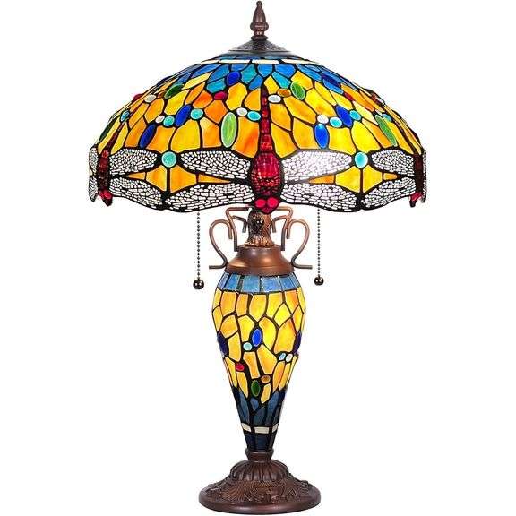 Stained Glass Dragonfly Shade Table Lamp