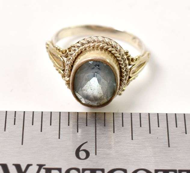 Blue Topaz Gemstone Ring in Sterling Silver