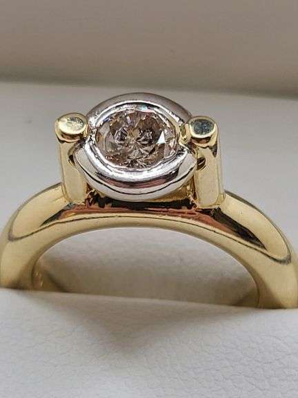 Art Deco 14KT Two Tone Gold and Diamond Ring