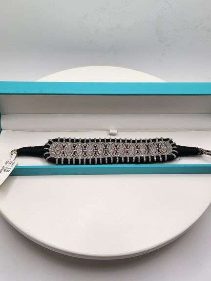 New! +15 ctw all natural tourmaline and diamond  weaved on fabric bracelet