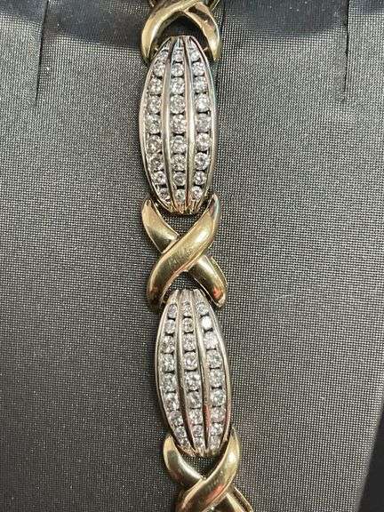 CERTIFIED 14K YELLOW AND WHITE GOLD DIAMOND BRACELET