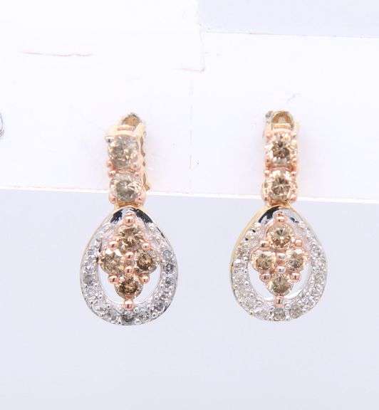 10kt Yellow Gold Chocolate and Diamond Dangle Earrings