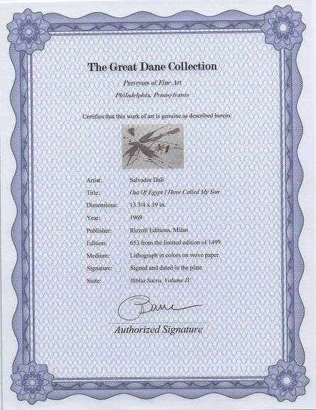 Highly Collectible and Rare Salvador Dali Original Lithograph from the 'Biblia Sacra' Suite