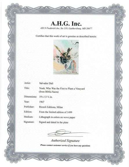 Highly Collectible and Rare Salvador Dali Original Lithograph from the 'Biblia Sacra' Suite