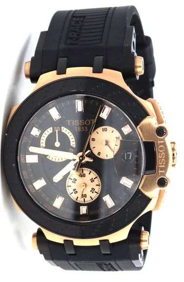 Tissot T race chronograph black and rose PVD black dial watch