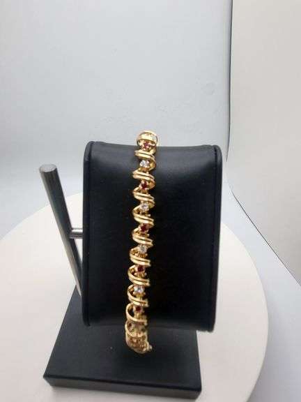 14KT Gold Ruby and Diamond Tennis Bracelet