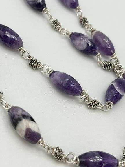925 Sterling Silver Michael Dawkins Starry Night Amethyst Station Necklace
