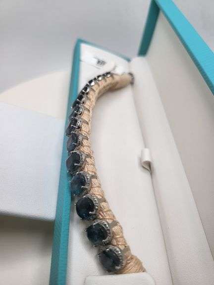 New! +27 ctw all natural Sapphire and 1.27ct diamond  weaved on fabric bracelet