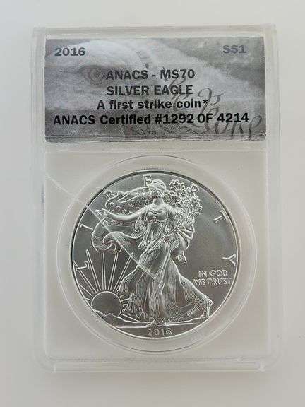 2016 American Silver Eagle, ANACS MS70 "Cracked Slab"