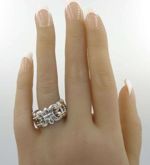 Lagos Fleur De Lis 2 tone wide band