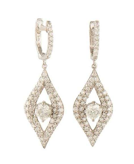1.00ctw Diamond Marquise Shaped Frame Dangle Earrings in 14K