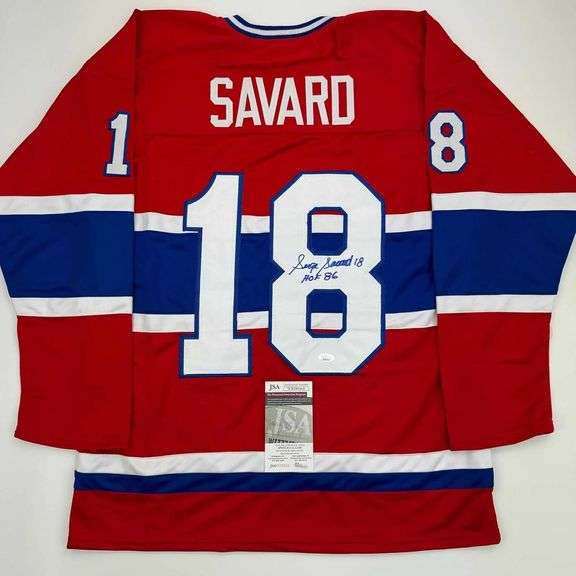 Autographed Serge Savard Red Hockey Jersey w/ COA