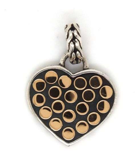 John Hardy 2 tone dot heart pendant in 925 sterling silver