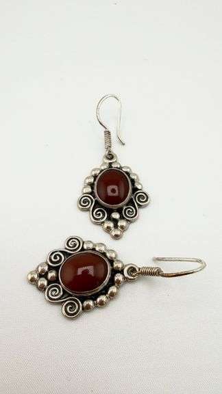 925 Sterling Silver Mark Wasserman Samara Red Carnelian Dangle Earrings