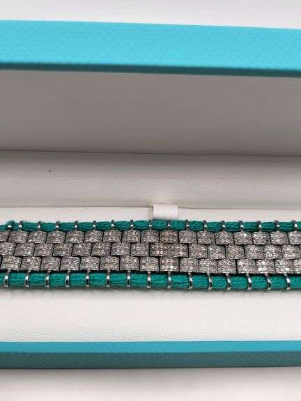 New! +10 ctw all natural diamond  weaved on fabric bracelet