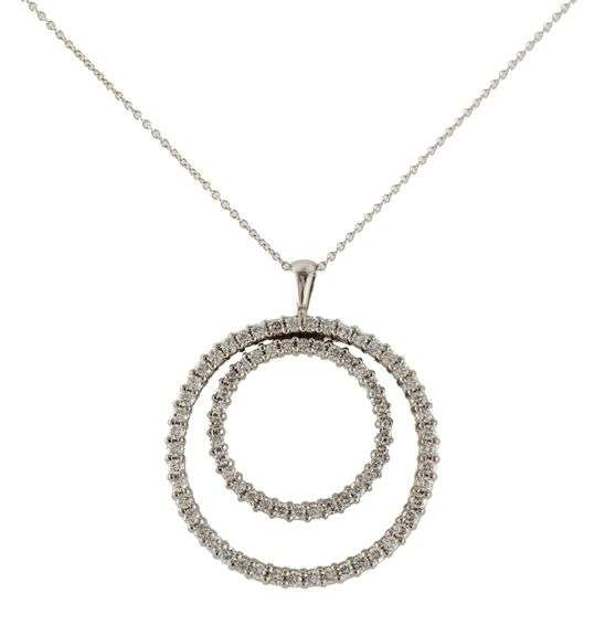 1.25ctw Diamond Open Double Circle Pendant Necklace in 14K