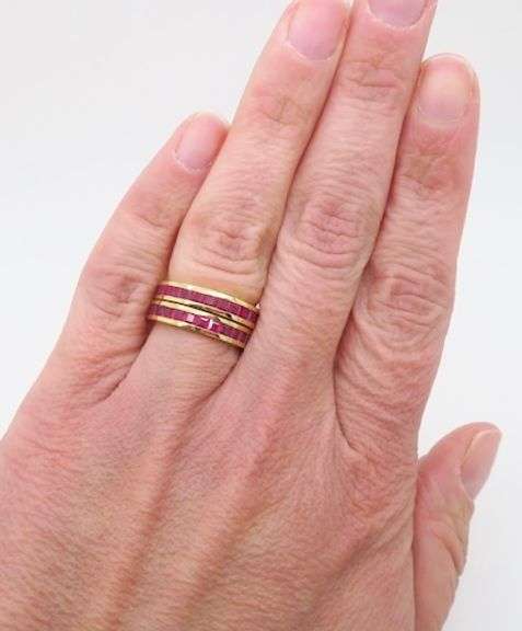 Pair of Ruby Eternity Bands in 18k