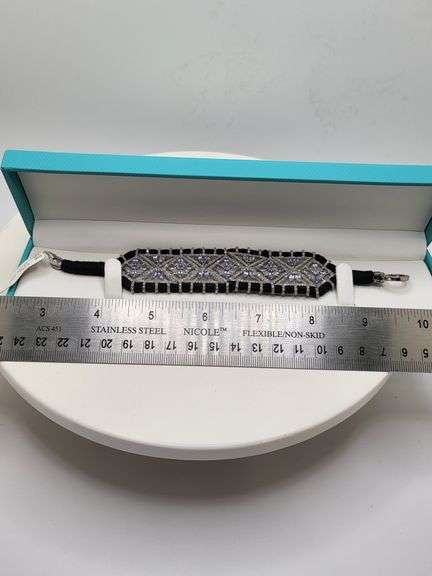 New! +10 ctw all natural amethyst and diamond weaved on fabric bracelet