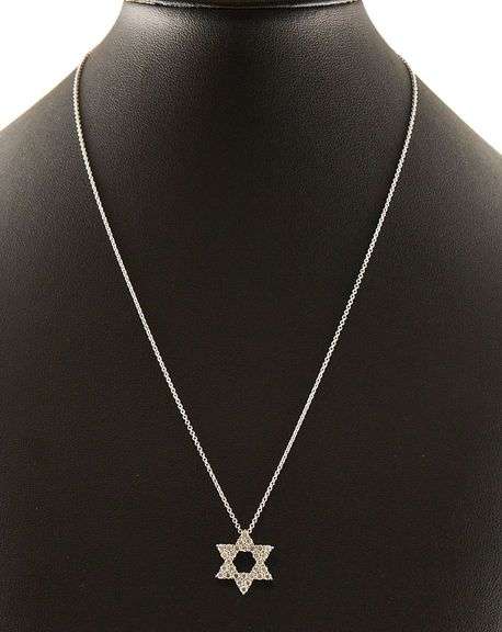 New 0.76ctw Diamond Star of David Pendant Necklace in 14K