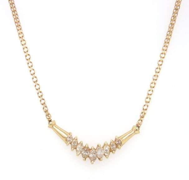 Pretty Estate 14K YG Necklace with Marquise Diamonds