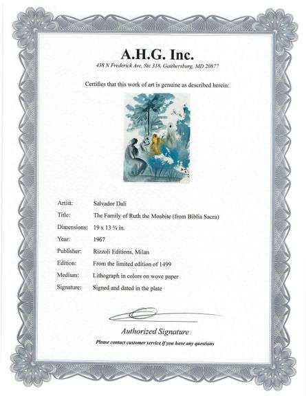 Highly Collectible and Rare Salvador Dali Original Lithograph from the 'Biblia Sacra' Suite