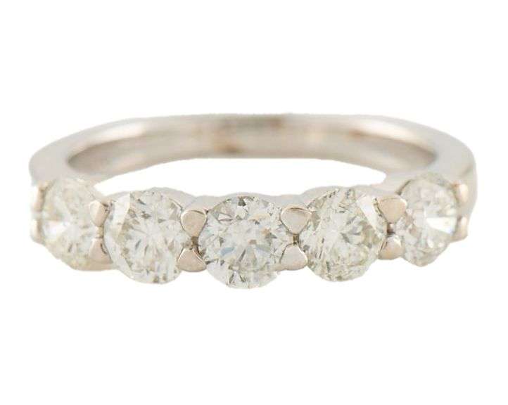 1.86ctw Round Diamond Five Stone Wedding Band Ring in 14K