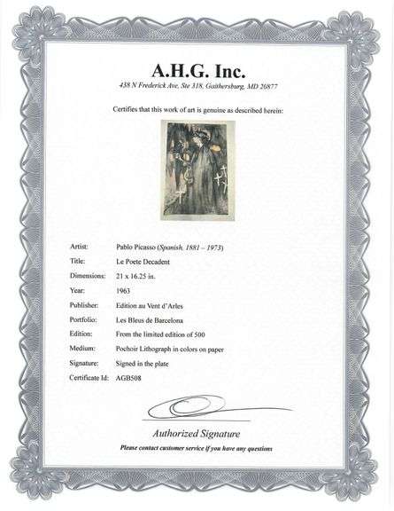 Original Lithograph from Picasso Les Bleus de Barcelona Picasso 1963 Portfolio