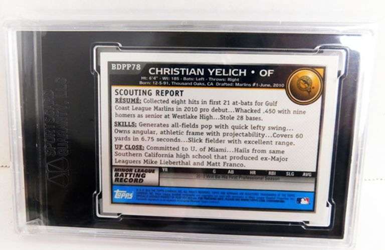 Christian YeLich Draft Prospects Gold Baseball Card, 9 MT