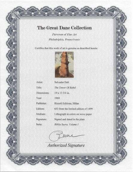 Highly Collectible and Rare Salvador Dali Original Lithograph from the 'Biblia Sacra' Suite