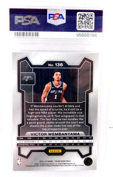 Victor Wembanyama Rookie Basketball Card, Mint 9