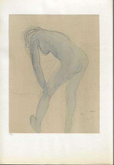 Exclusive Auguste Rodin Lithograph of Watercolor Signed in the Plate, 1949