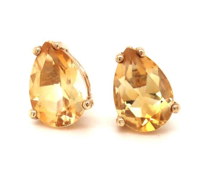 10kt Yellow gold 2.25ctw pear citrine stud earrings