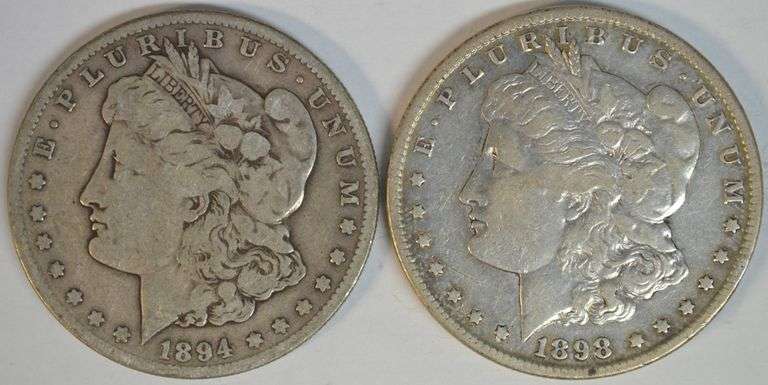 Pair of key date 'S' Mint Morgan Silver Dollars from 1894-S & 1898-S