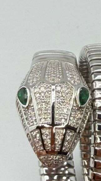 925 Sterling Silver And Stainless Steel Crystal Triple Wrap Snake Bracelet