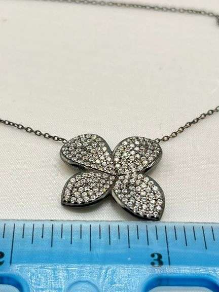 925 Black Rhodium Sterling Silver Fiore Pendant Necklace