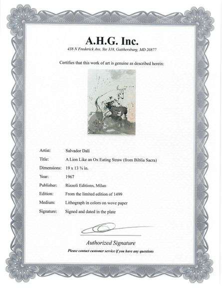 Highly Collectible and Rare Salvador Dali Original Lithograph from the 'Biblia Sacra' Suite