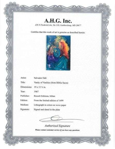 Highly Collectible and Rare Salvador Dali Original Lithograph from the 'Biblia Sacra' Suite