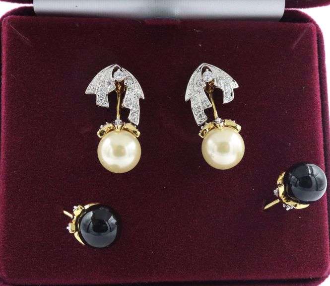 Camrose & Kross Jackie Kennedy gold tone pearl interchanging earrings