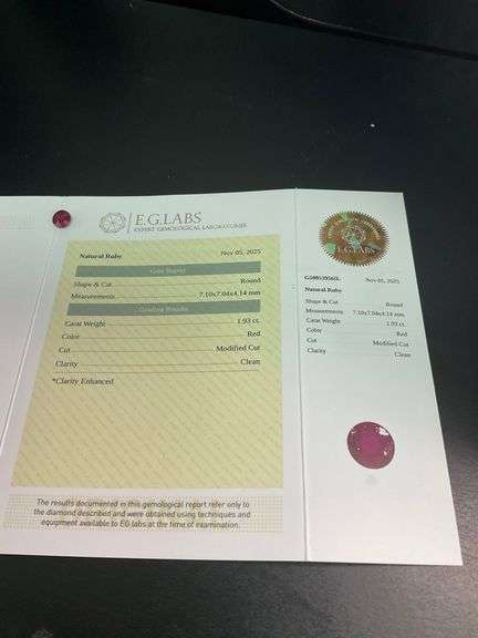 CERTIFIED LOOSE NATURAL RED RUBY , ROUND CUT 1.93 CARAT