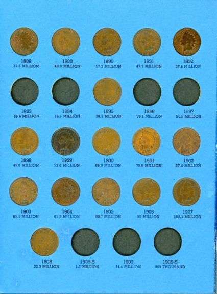 Indian Head Cent Album with 23 Coins: 1880-1908