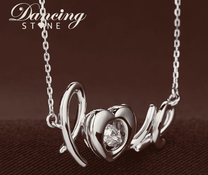 Beautiful "love" center stone dancing pendant