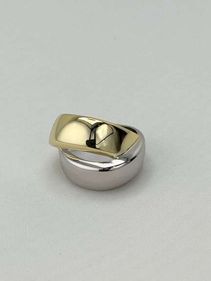 925 Sterling Silver Two Tone Crossover Ring