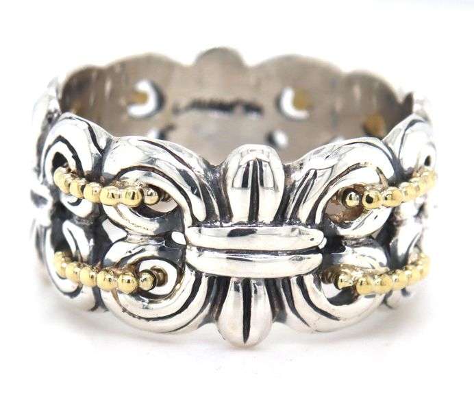 Lagos Fleur De Lis 2 tone wide band