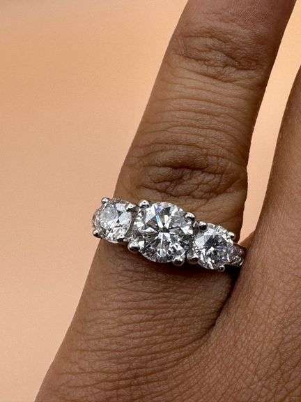 Timeless Platinum Three Stone Engagement Ring of 2.18 Ct