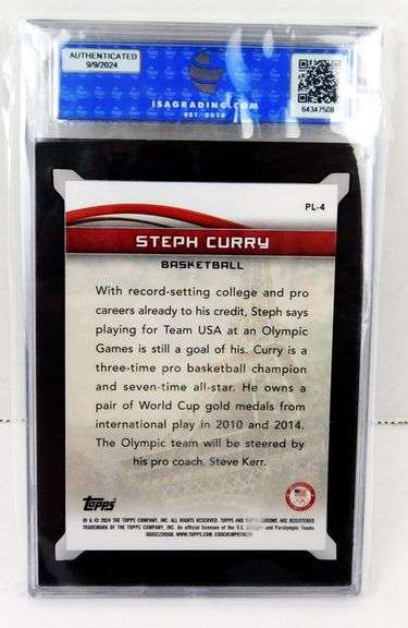 Steph Curry U.S. Olympics Hopeful Basketball Card, 9 Mint